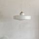 Large white glass pendant light with stripes 36 cm