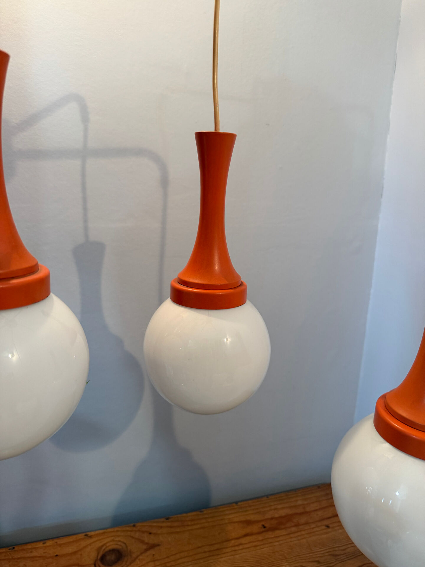 Suspension cascade design Space age orange vintage from the 70s.