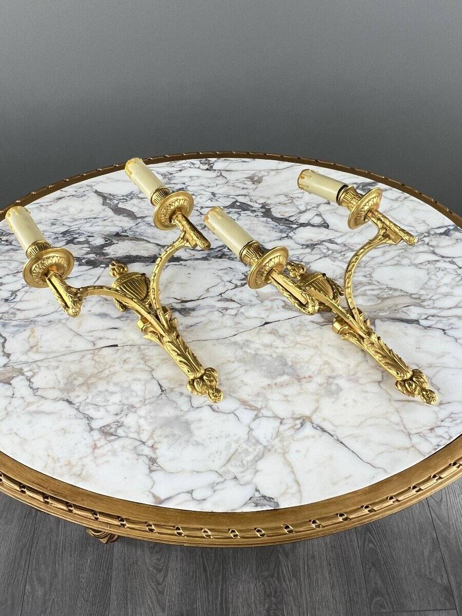 Pair of Gilt Bronze Wall Lights, Maison Baguès, Louis XVI Style, 20th Century