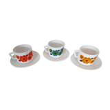 3 large Lotus Arcopal coffee cups