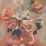 Oil painting on canvas signed H.Simon Bouquet of flowers 1930