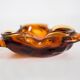 Artistic orange glass bowl ashtray, mid-century crystal, Italy, 1970s.