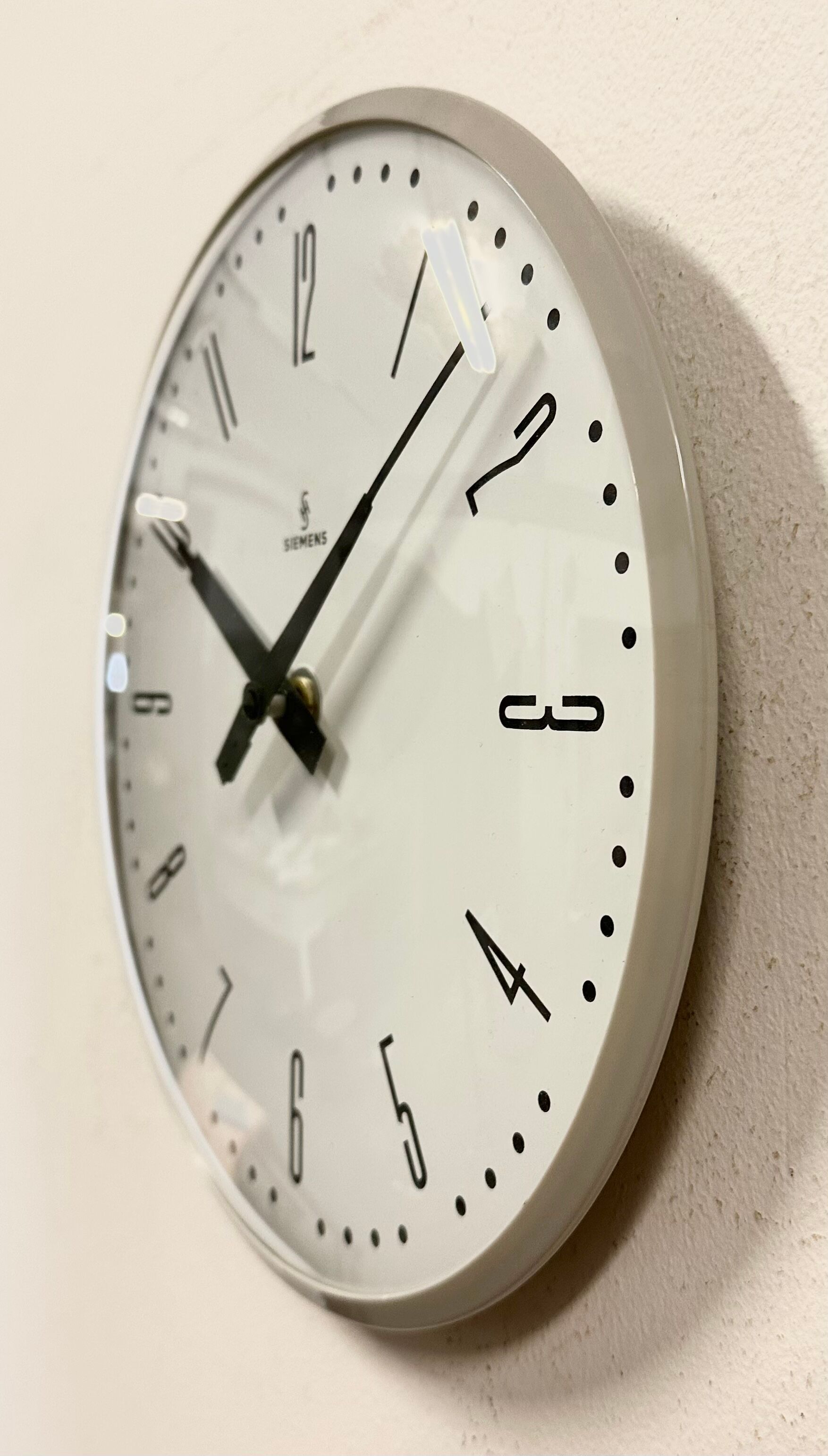 Grey Industrial Factory Wall Clock from Siemens, 1970s