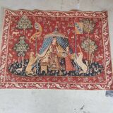 Old tapestry Lady and the Unicorn