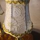 pair of Empire brass bedside lamps 34x14 electric working embroidered lampshade very beautiful