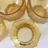 8 old amber-cut glass glasses
