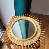Miroir soleil rotin