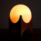 Small glass & wood table lamp, Czechoslovakia, 1960s