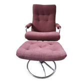 Rare fauteuil pivotant et repose-pieds Gelderland modèle 400 des années 1970 par Ja