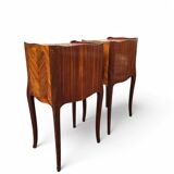 Pair of Louis XV style bedside tables with rosewood marquetry