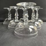 6 champagne glasses in light blown, cut and guilloché crystal