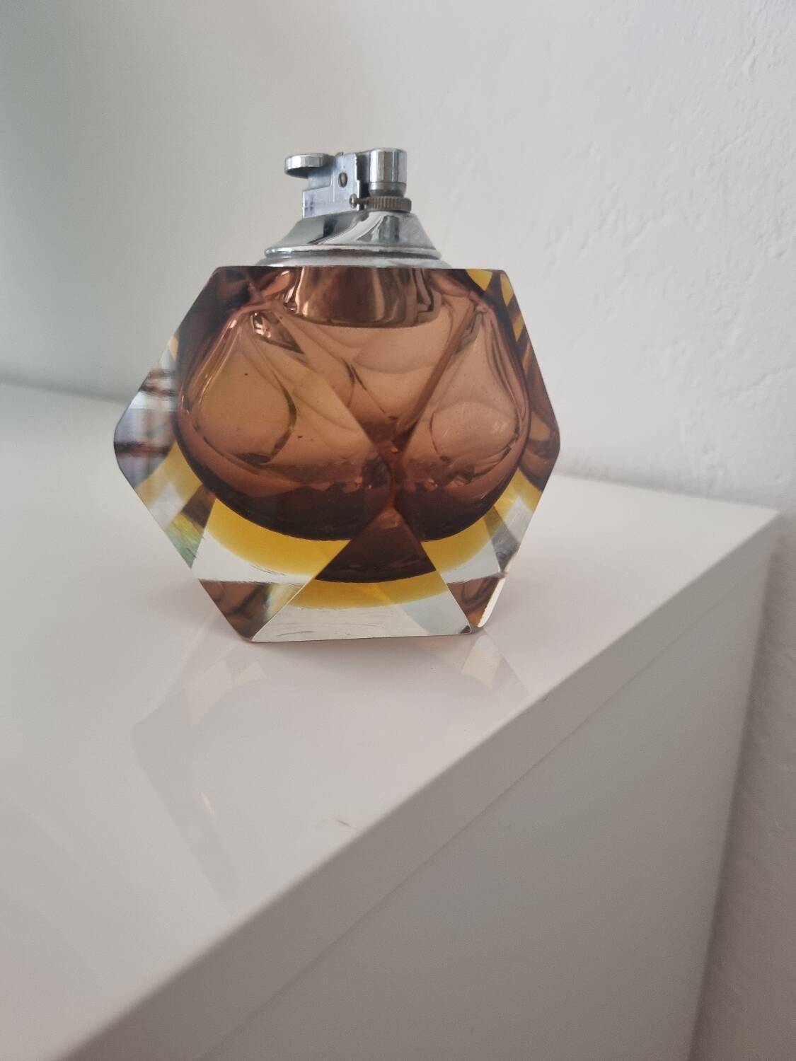 Sommerso Murano set: ashtray + table lighter