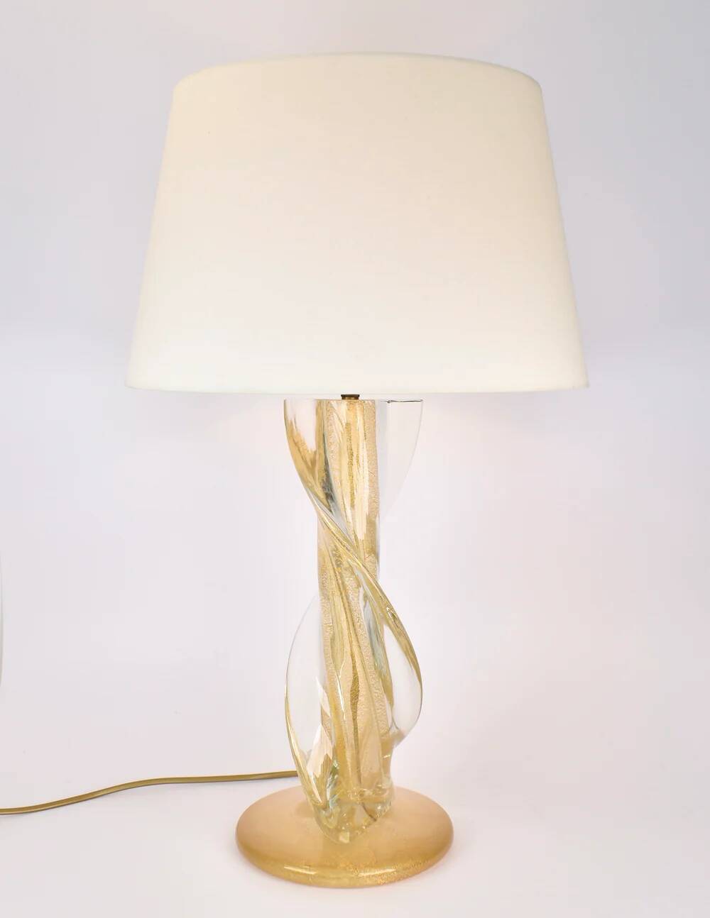 Vintage Murano glass table lamp with gold glitter