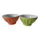 2 large vintage farm bowls in lime green and orange