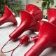 Ensemble de 5 suspensions vintage "formas" (espagne) – acier laqué rouge – état