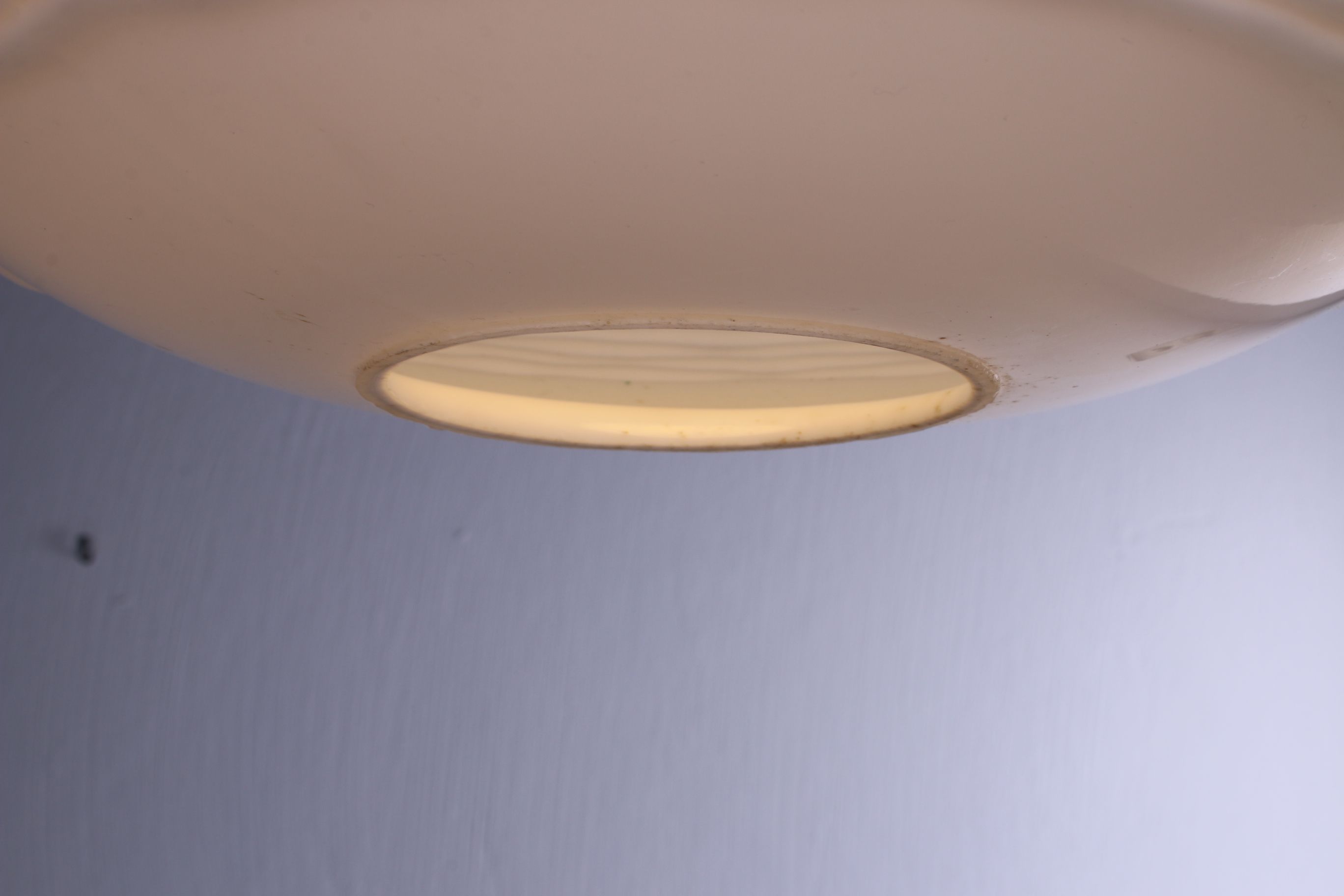 Opaline glass & teak pendant lamp by Louis Kalff for philips, 1960s