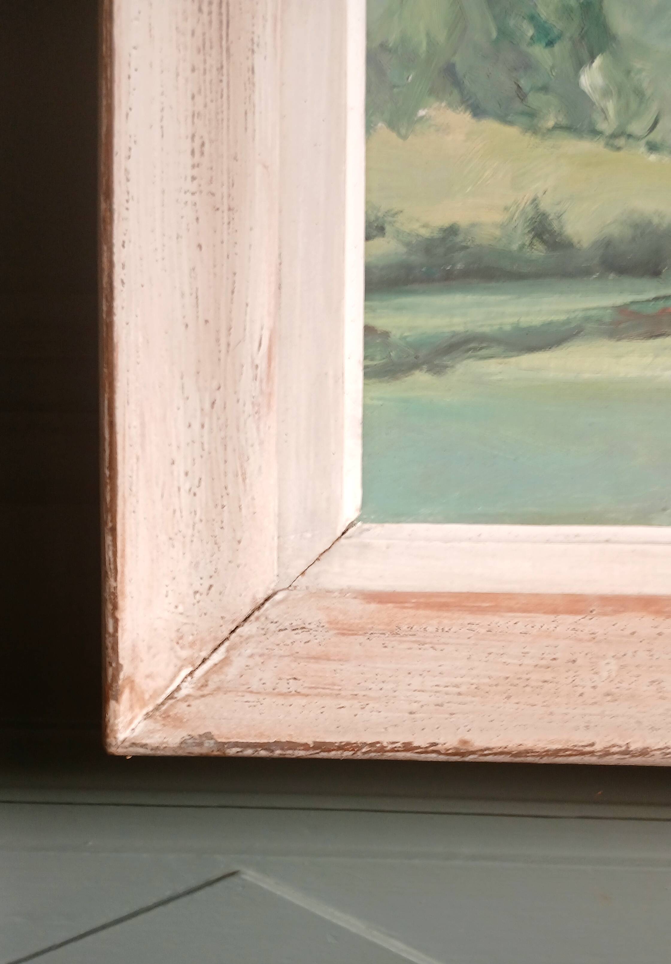 Huile sur bois post-impressionniste encadrée
