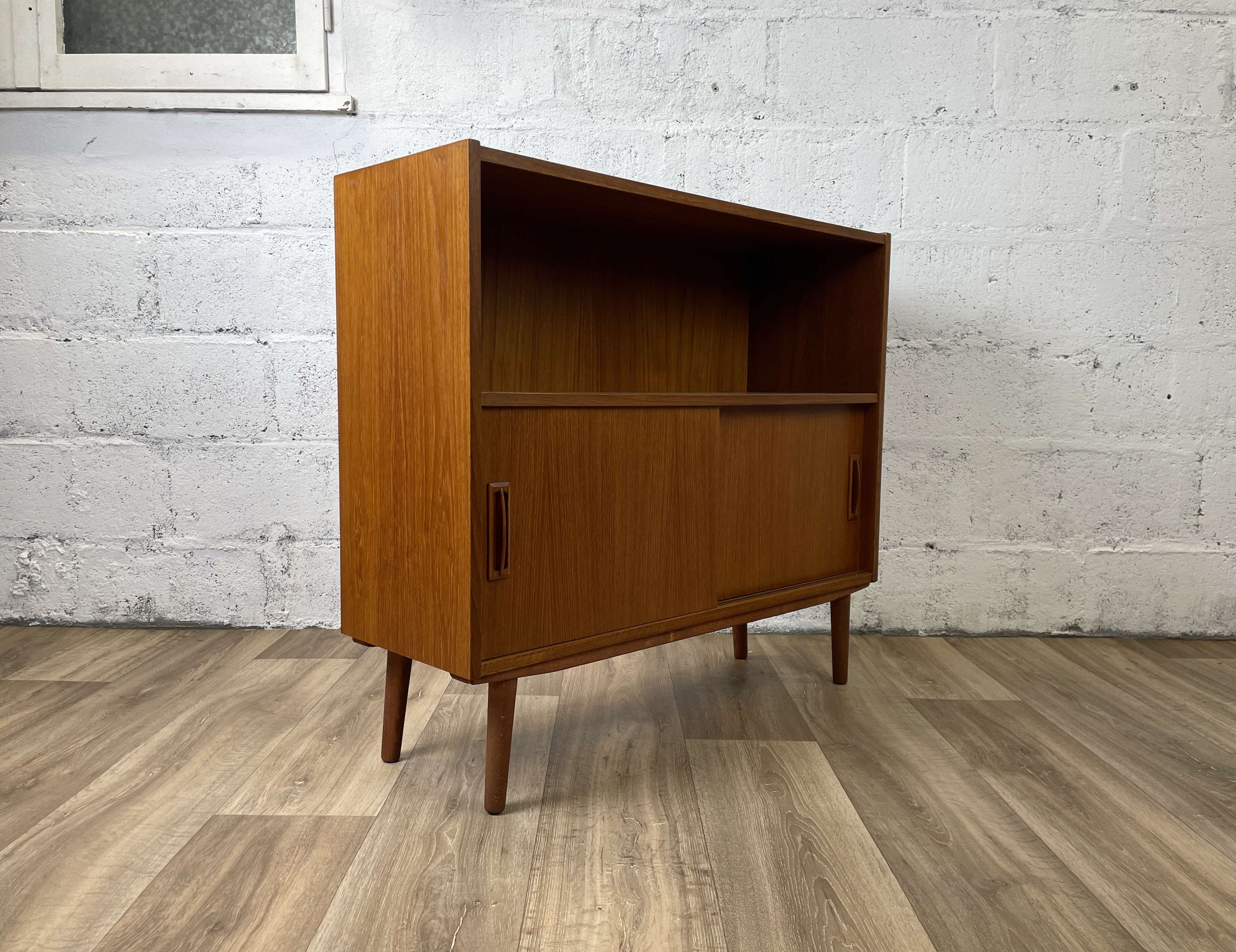 Vintage scandinavian teak sideboard bookcase, 60s