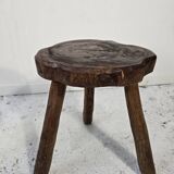 Pair of modernist brutalist stools in solid wood – Sculptures