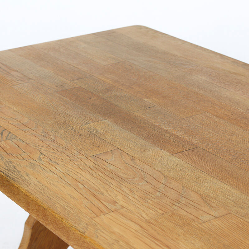 Large Oak Vintage Mid Century Brutalist dining table