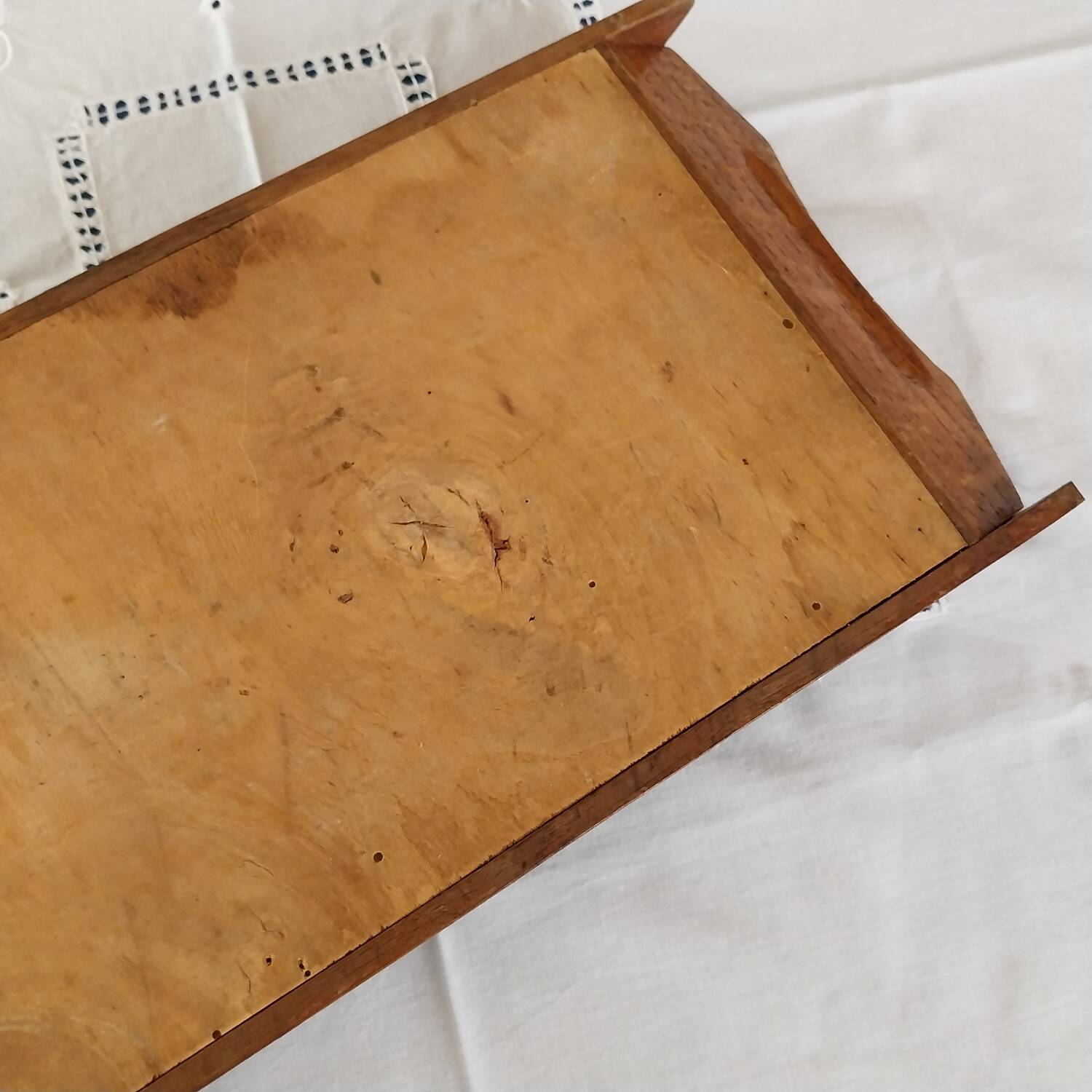 Antique rectangular tray in art deco marquetry wood