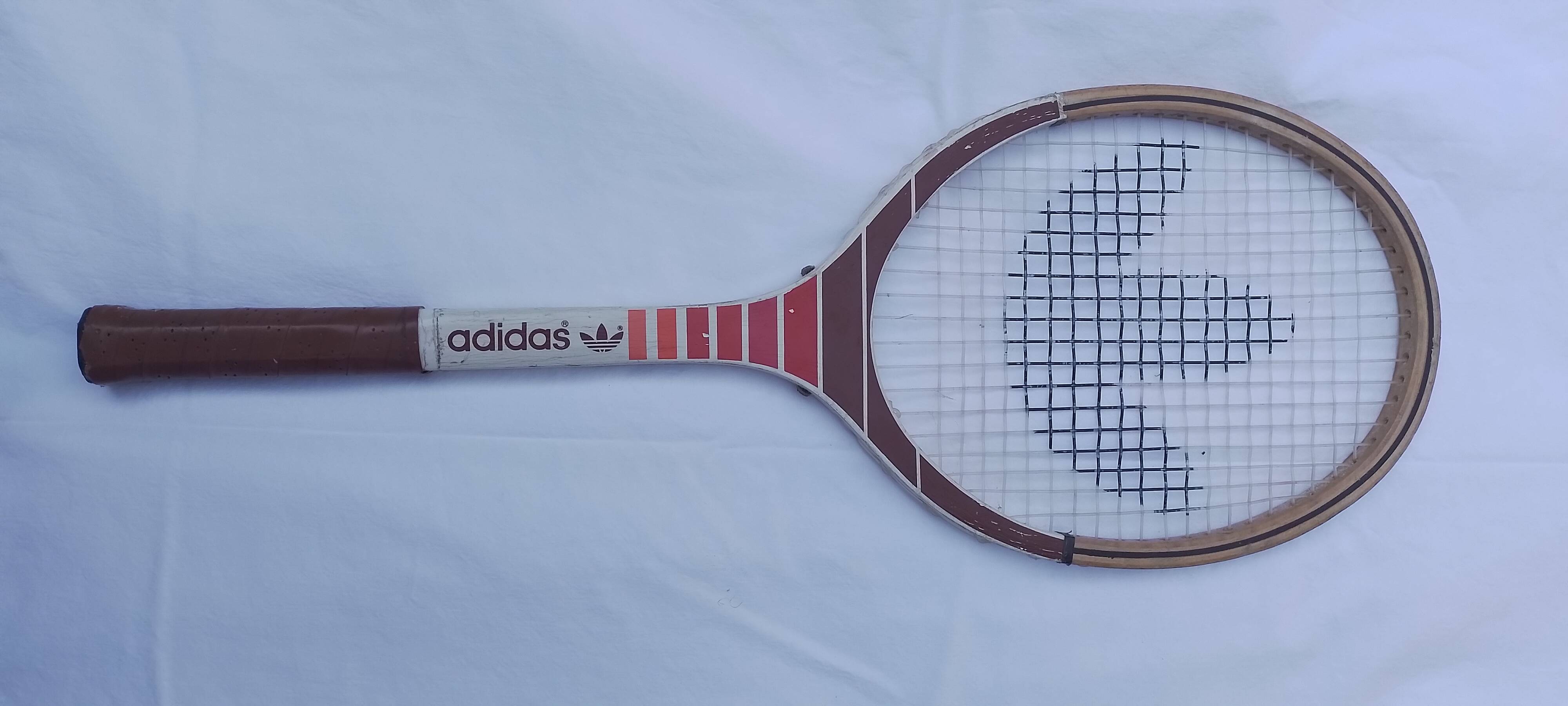 2 vintage Adidas and Dunlop 70' wooden tennis rackets
