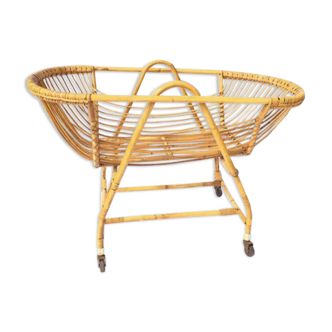 Vintage rattan cradle