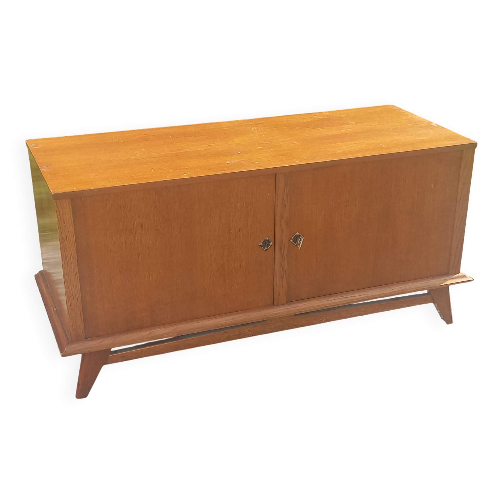 Vintage oak sideboard with splayed legs from the 1950s.