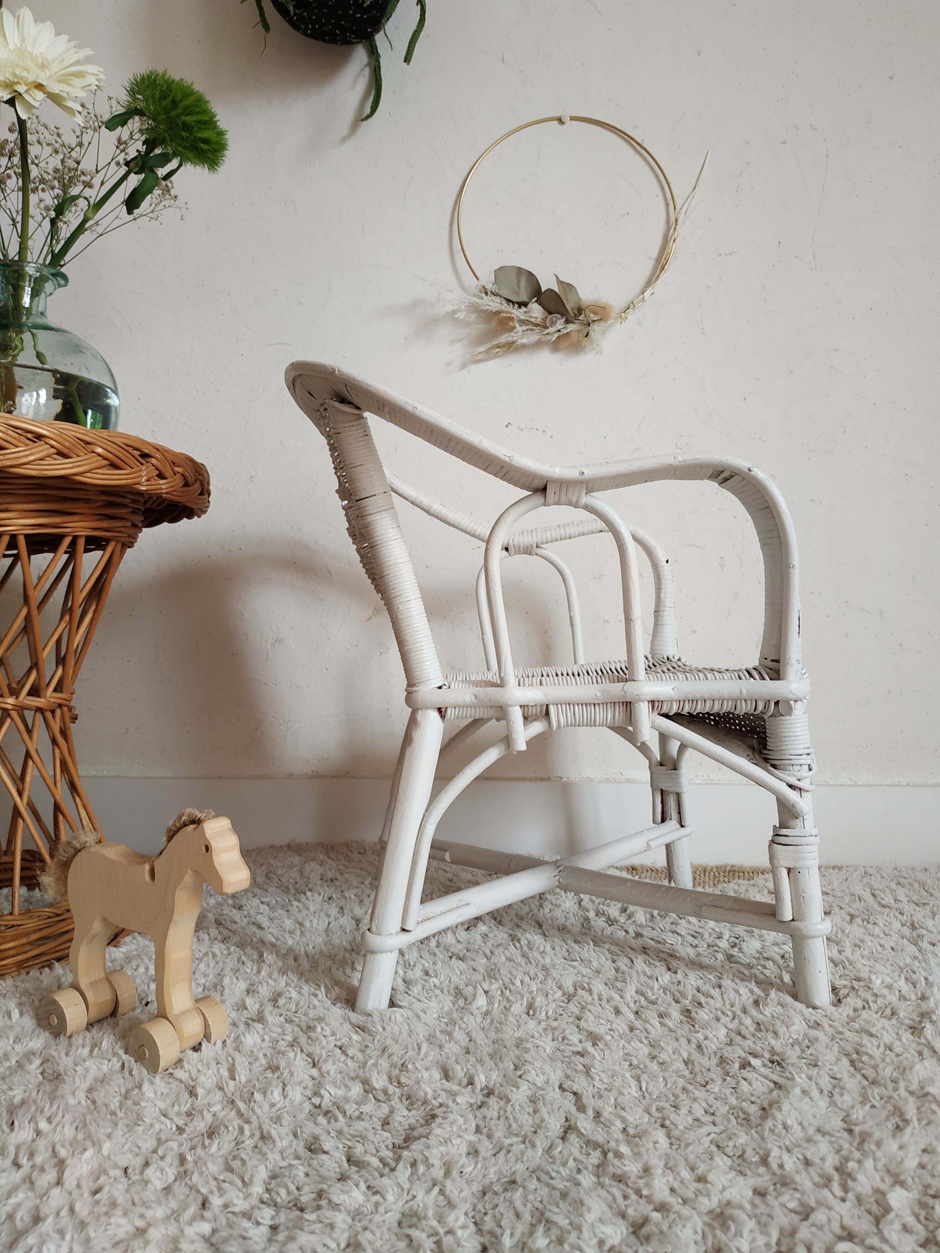 Vintage children's rattan chair
