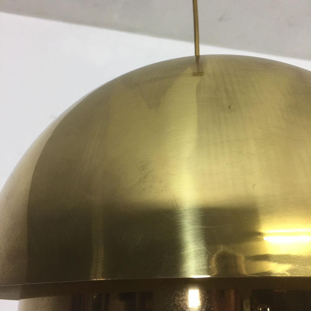 Modern 70s brass hanging light lampe suspendue laiton made by Vereinigte Werkstätten Collection München, Germany
