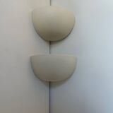 Pair of vintage corner sconces, matte white porcelain, France 1970