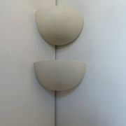 Pair of vintage corner sconces, matte white porcelain, France 1970