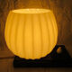 Lampe opaline blanche plissée et bois 1960
