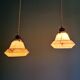 Pair of Art Deco marbled opaline pendant lights, Scailmont (Belgium)