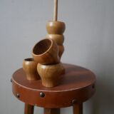 Set of six handmade olive wood egg cups