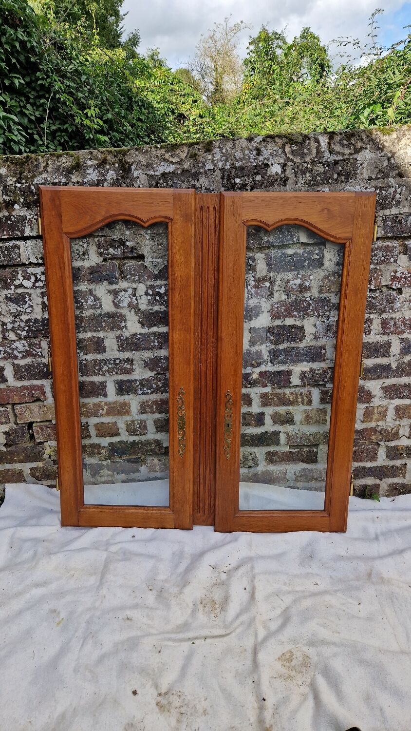 Pair of oak glazed doors