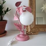 Opaline bedside lamp and pink leaves