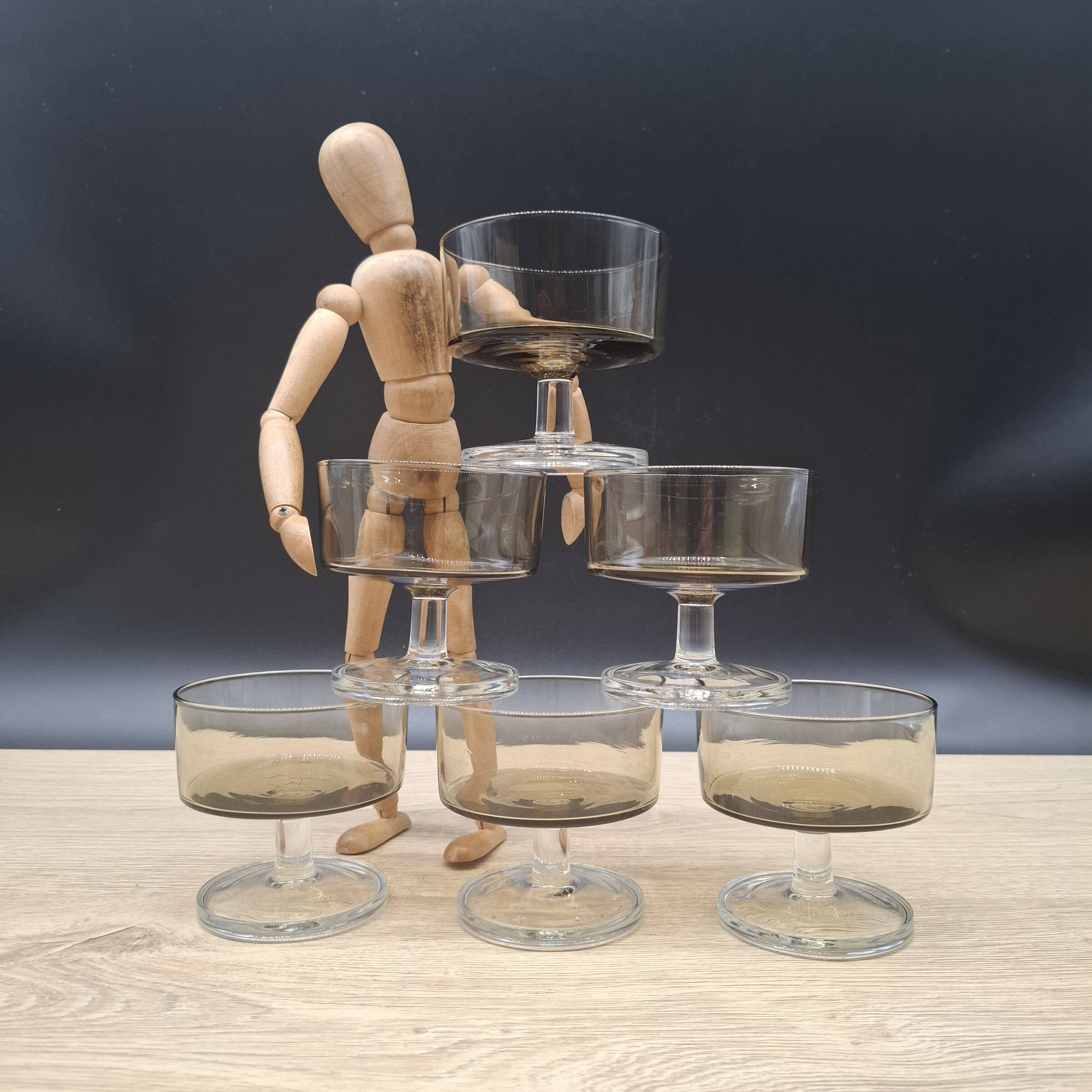 Set of 6 Cavalier Sweden Luminarc smoked champagne glasses