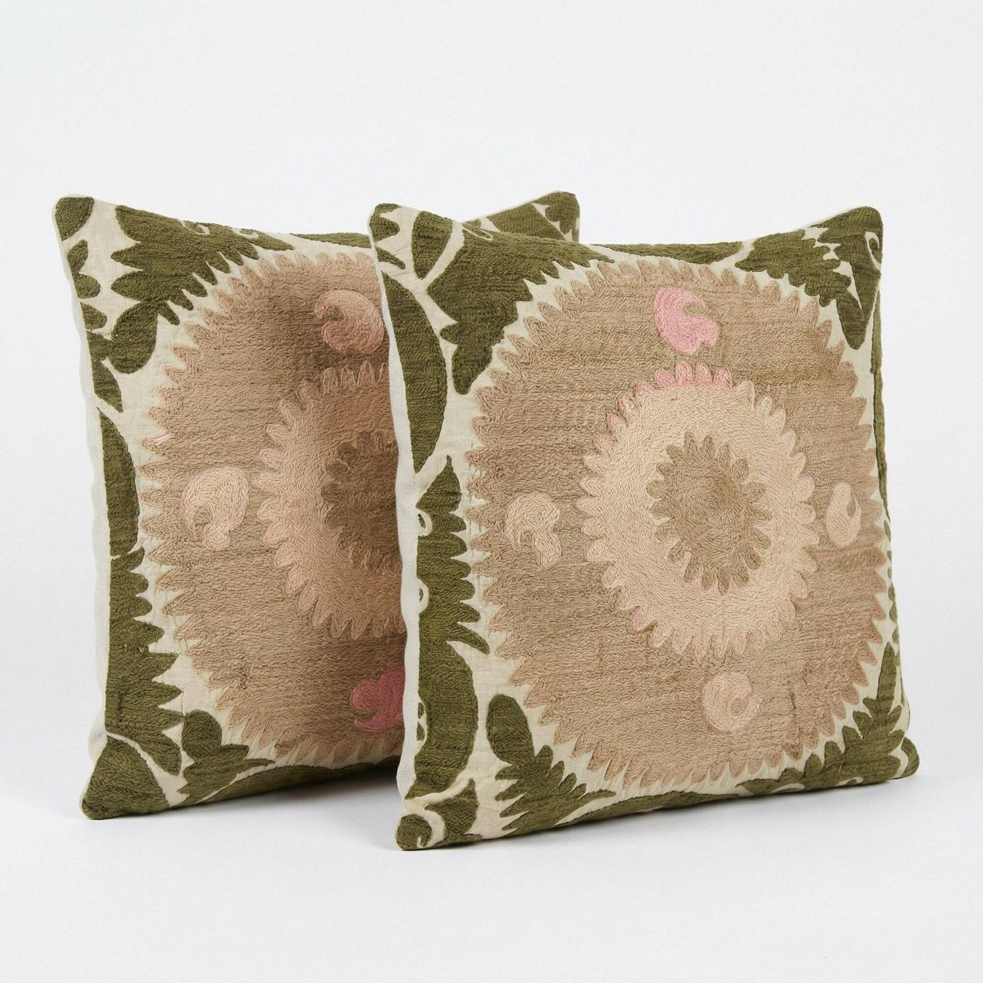 Set of 2 vintage embroidered cushion covers 61x64 cm