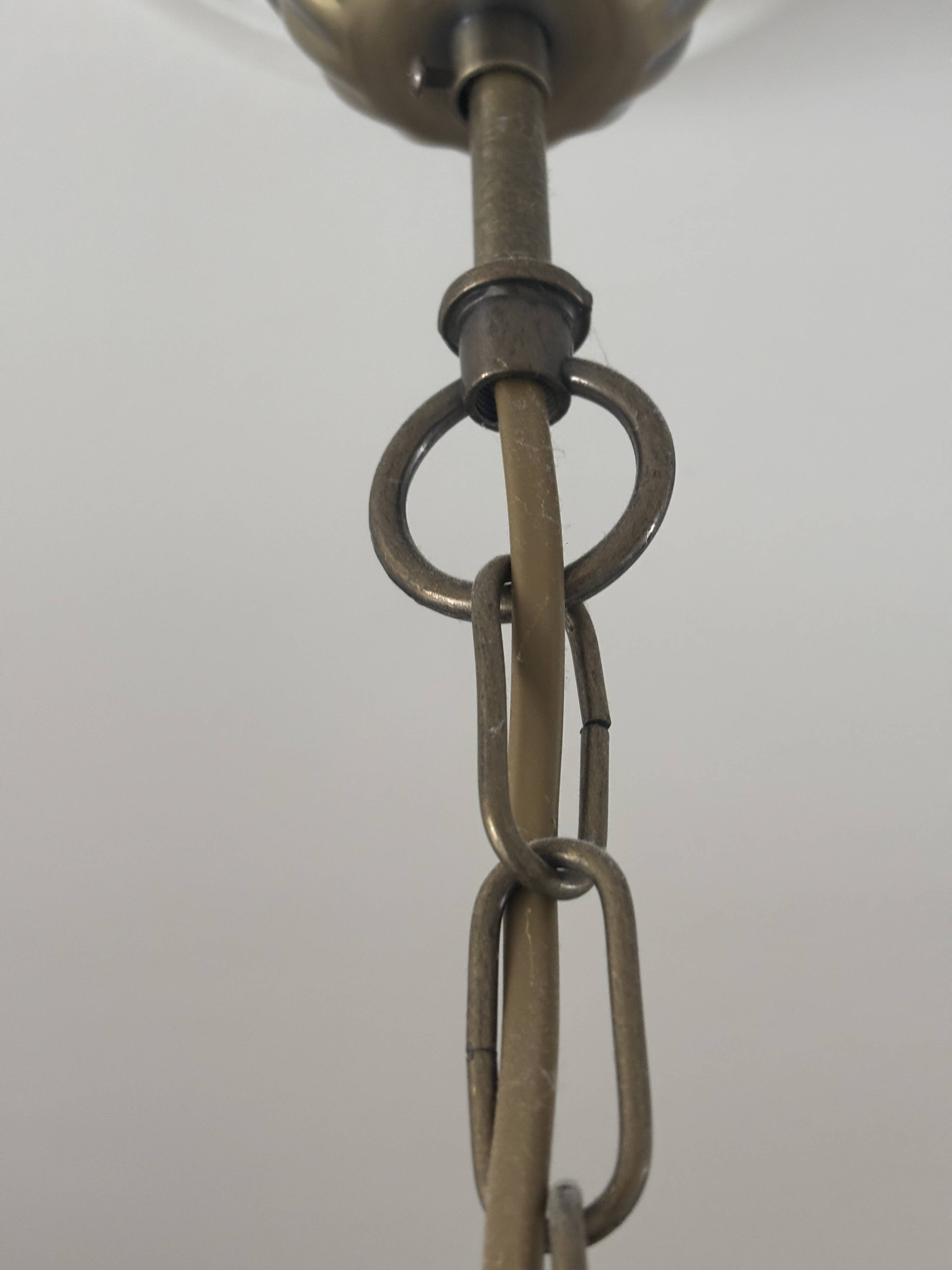 Tiffany-style floral stained glass pendant light in brass D40cm