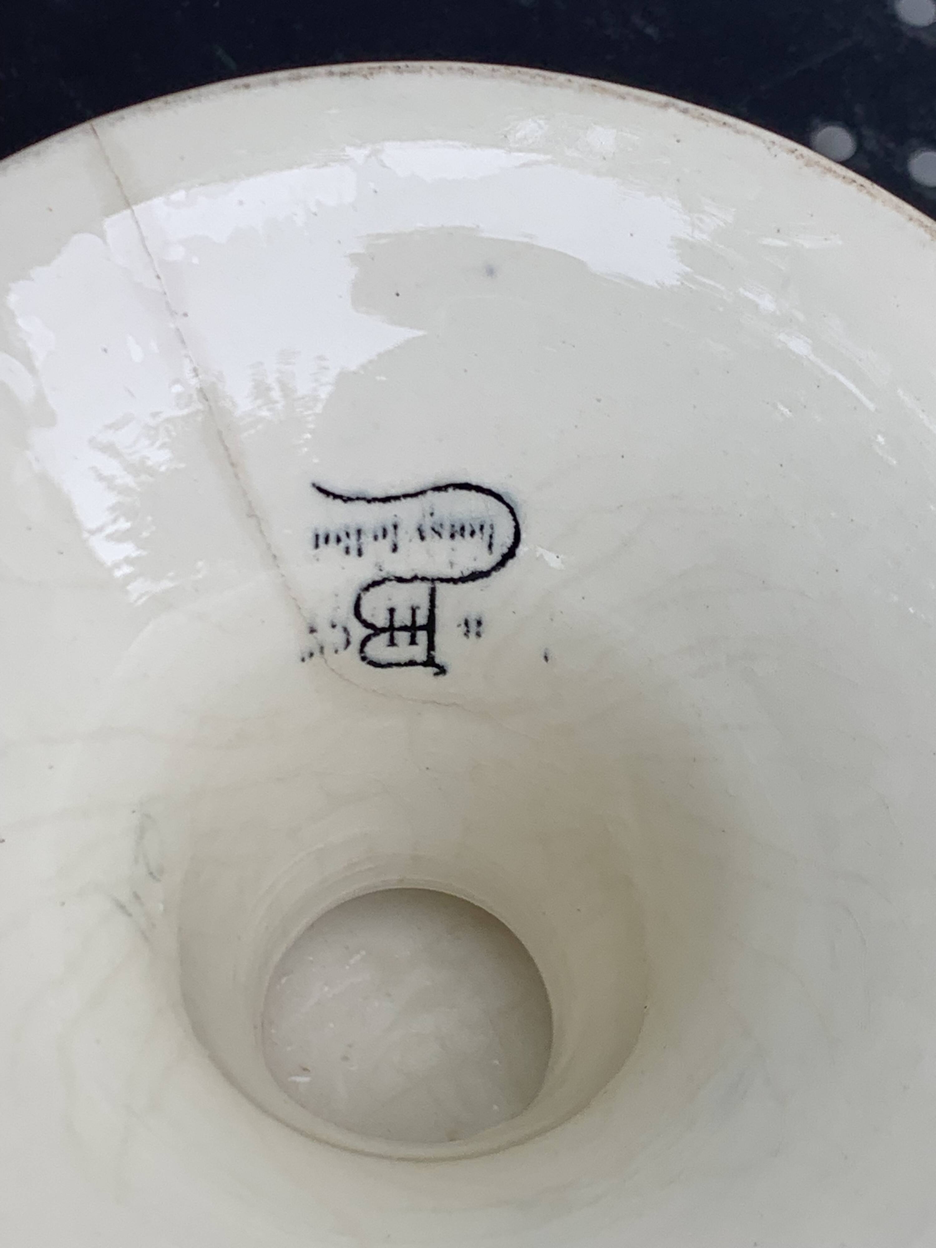 Fruit bowl, blue earthenware compote dish, slip, grape model, HBC