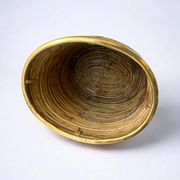 Large rattan and brass basket, Italy, circa 1970s