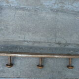 Wooden wall coat holder with 3 vintage hooks