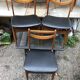 Series of 4 Old Scandinavian Chairs Wood Teck - Skai Skaï Black Vintage