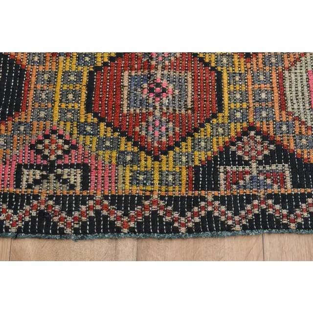 1970s Vintage Turkish Oushak Handmade Colorful Runner Rug 145x243