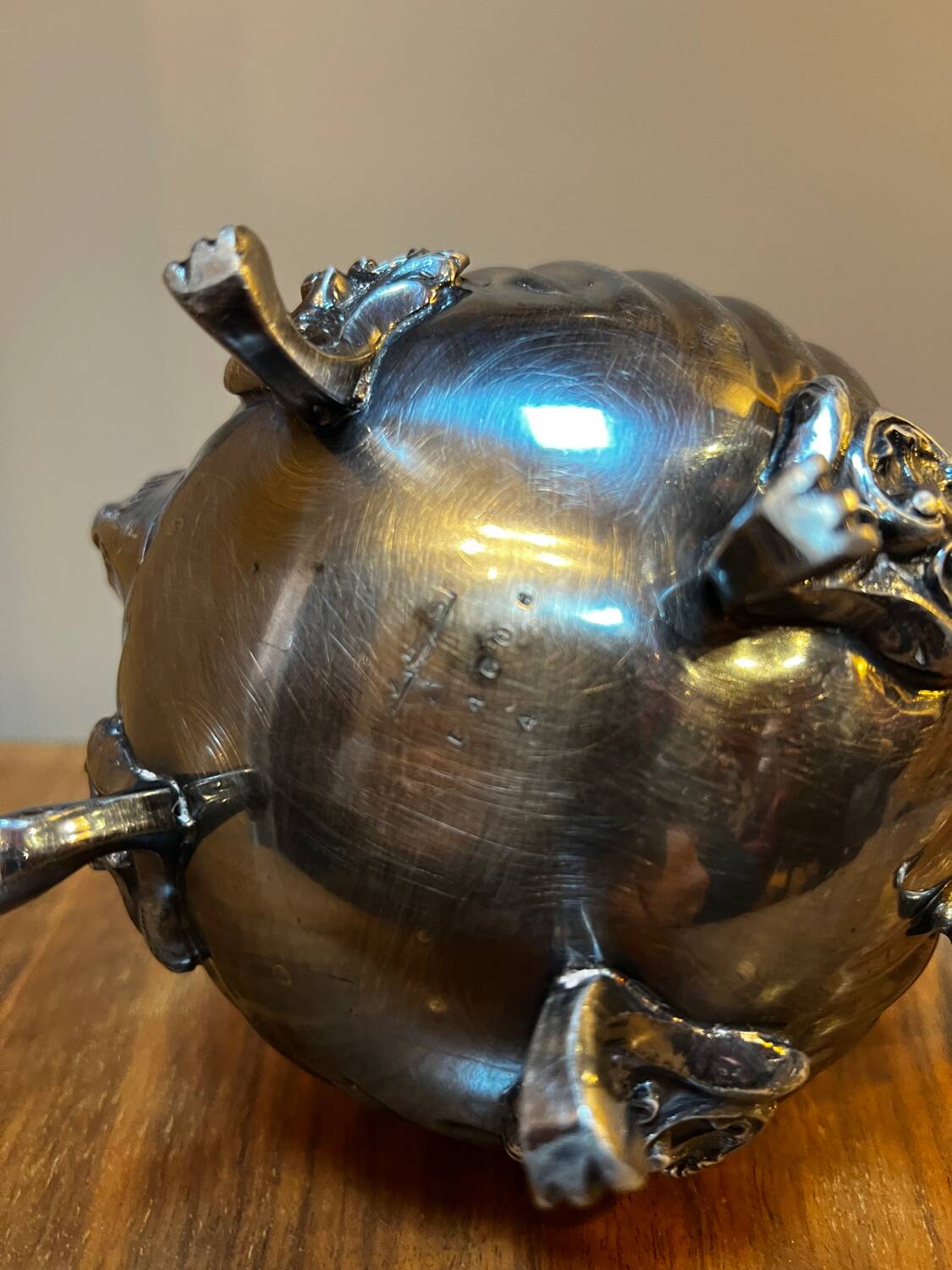 Silver-plated metal teapot