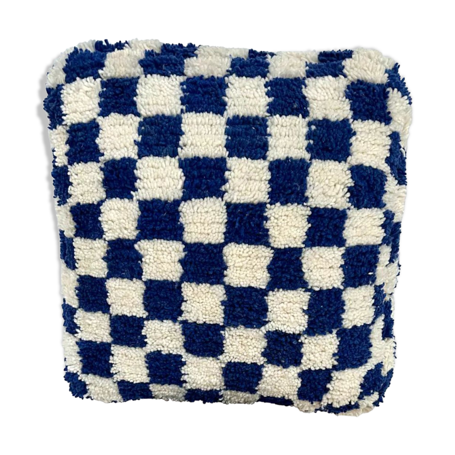Blue checkered berber pouf