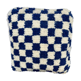 Blue checkered berber pouf