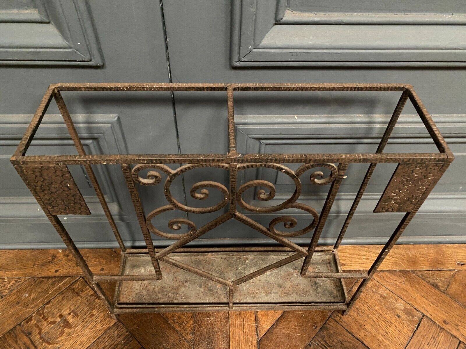 Art Deco umbrella stand in hammered ironwork 1930