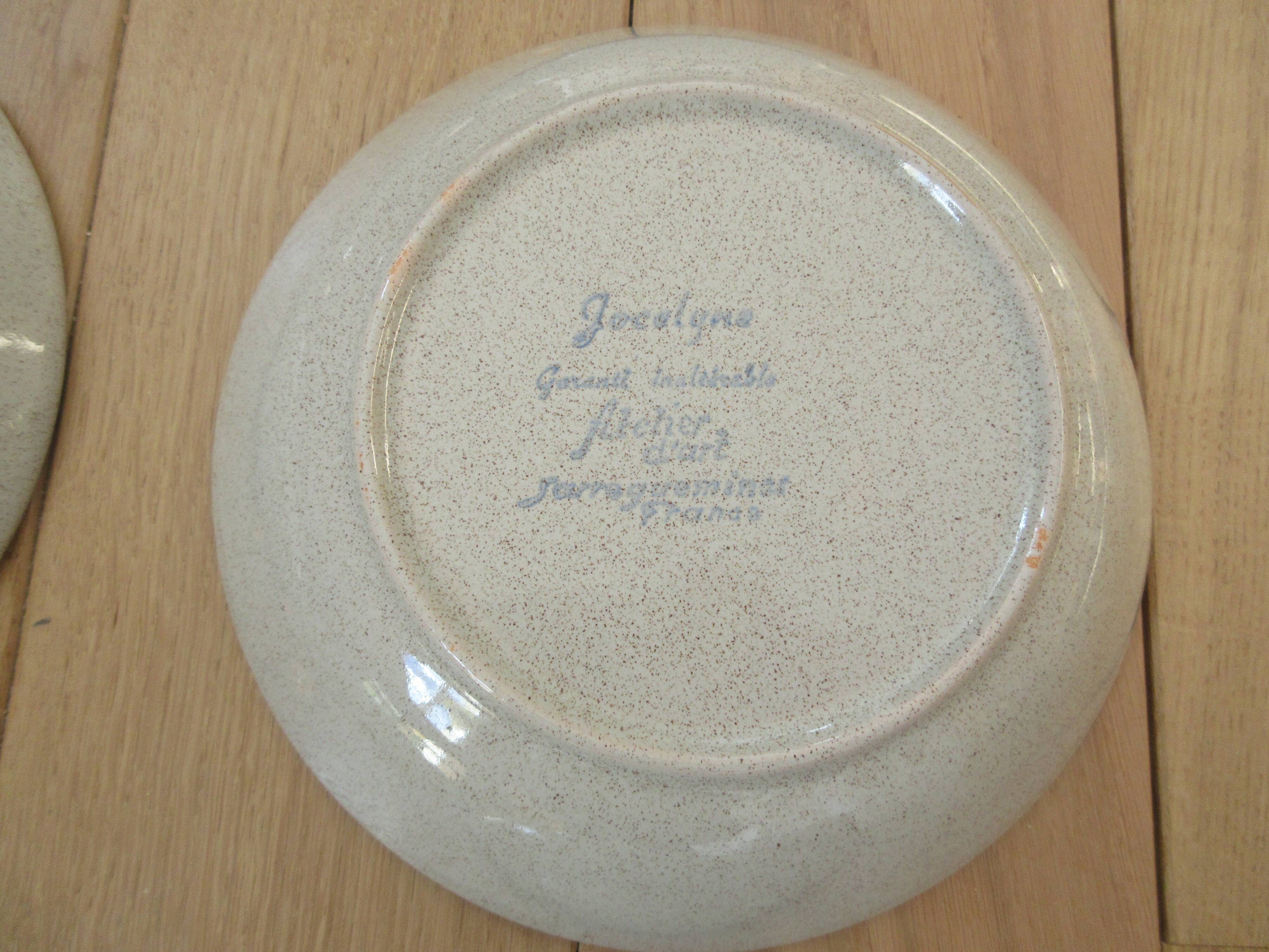 Lot of 6 hollow plates Jocelyne Atelier d'Art de Sarreguemines